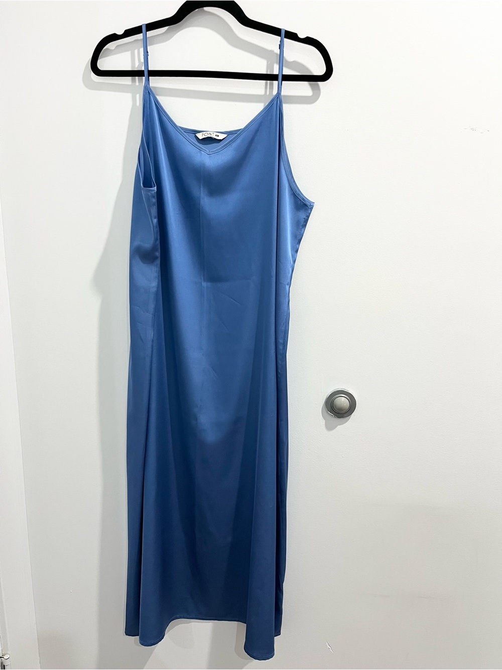 Satin Slip Midi Dress - Blue